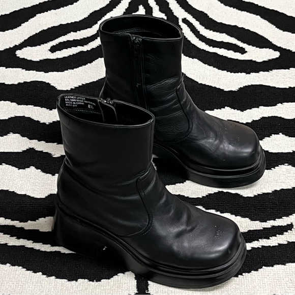 Vintage 90s Y2K SoHo Cobbler Alex Chunky Platform Leather Boots Size 8.5 - Picture 2 of 16